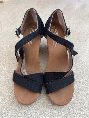 TOMS Black Woven Strap Women's Heels